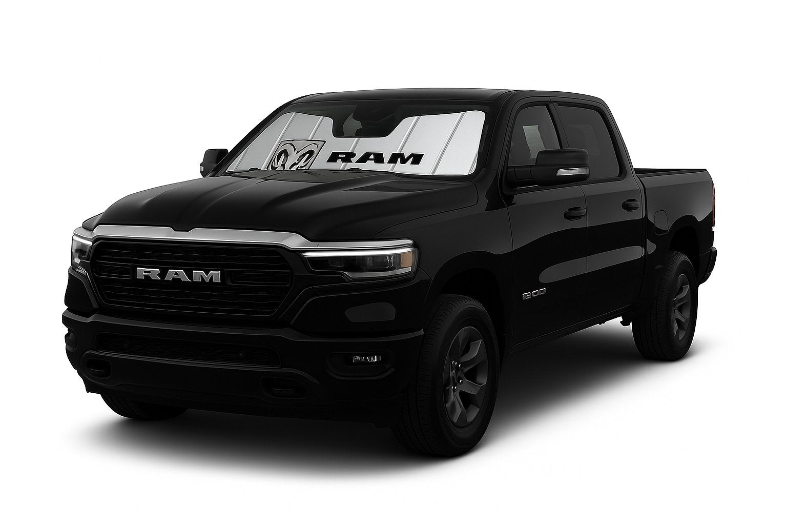 Ram Accordion Style Sunshade - Insulated Silver Windshield Sun Shade with Logo Foldable