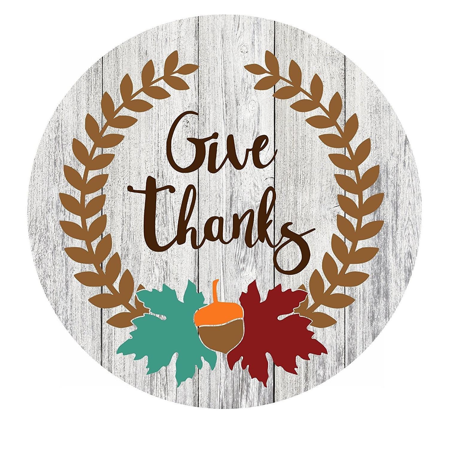 Give Thanks Autumn Season Rustic Metal Sign - 12" x 8"