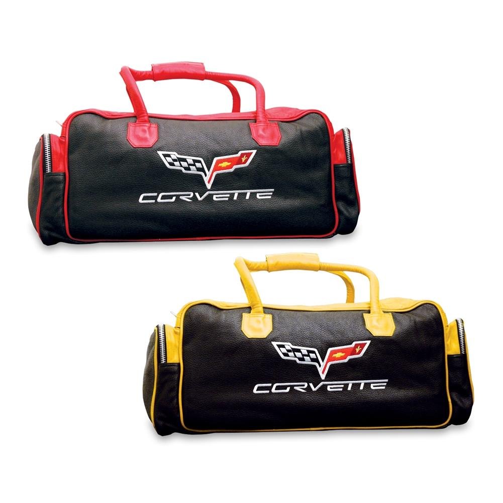 Corvette Duffel Bag Leather with C6 Logo Yellow & Black-SR1 Performance