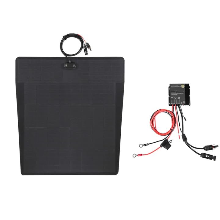 Lensun 100W 12V Hood Flexible Solar Panel for Ram 2500/3500 HD 5th Gen (2019-Present) - Off Grid Solar Power for Offroading/Overlanding/Camping (Solar Panel + MPPT Controller + Vinyl Decal)