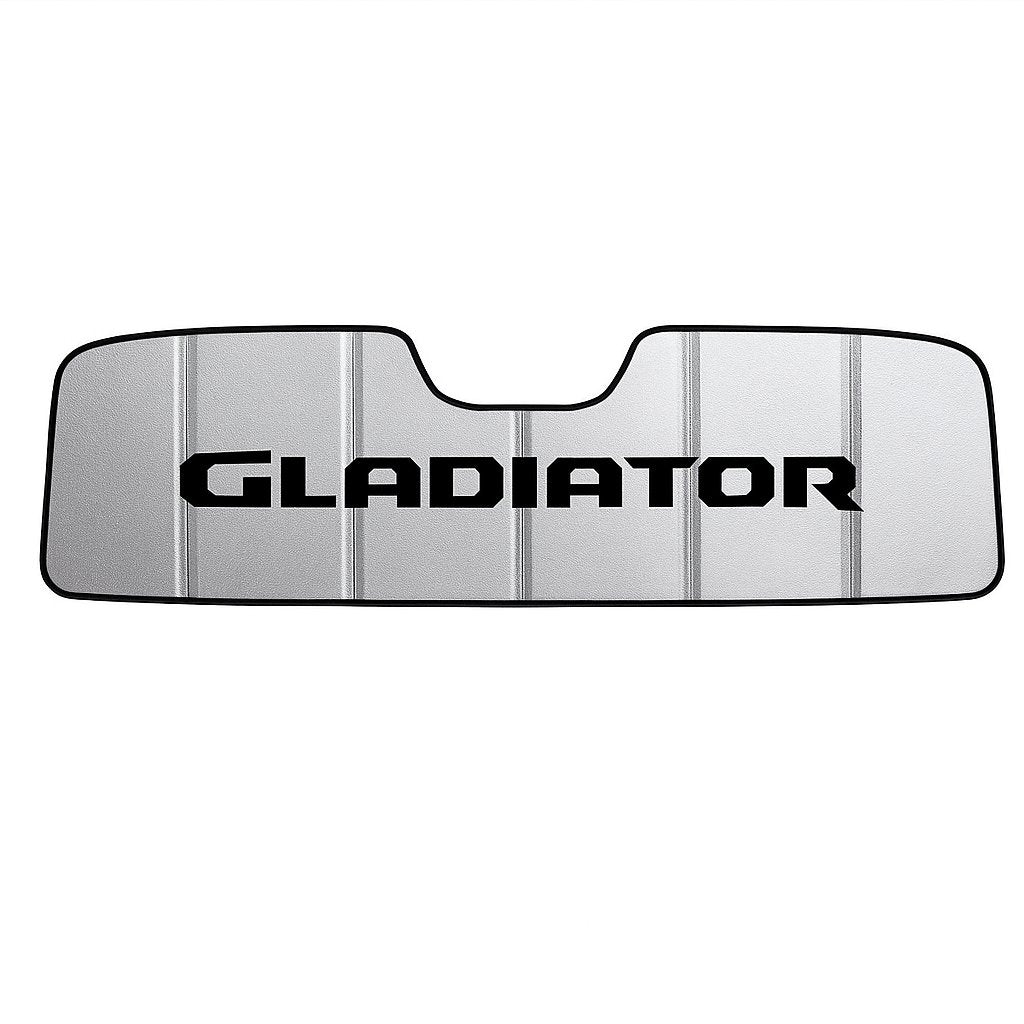 Jeep Accordion Style Sunshade - Insulated Silver Windshield Sun Shade with Logo Foldable