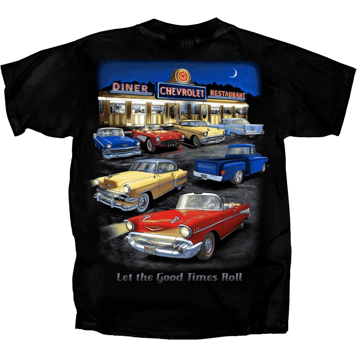 Chevrolet Night Time Retro Diner T-Shirt - Let the Good Times Roll - Vintage Chevy Shirt-SR1 Performance