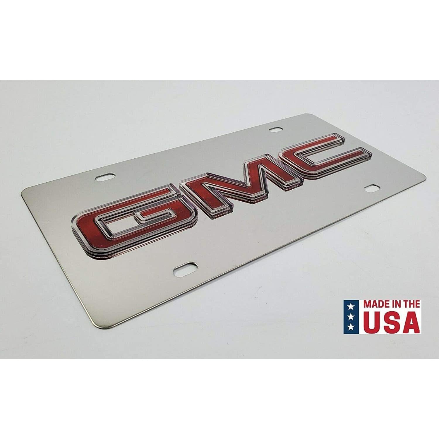 GMC Stainless Steel License Plate with Red Logo-SR1 Performance
