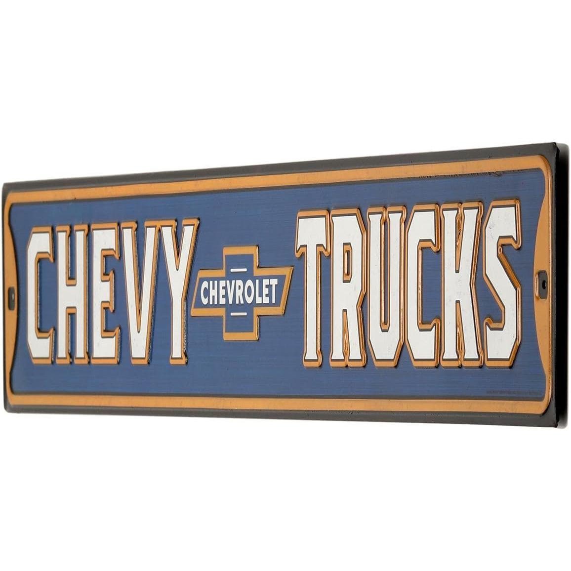 Chevy Trucks Embossed Metal Street Sign - Vintage Chevrolet Sign for Garage or Man Cave - Officially Licensed by GM-SR1 Performance