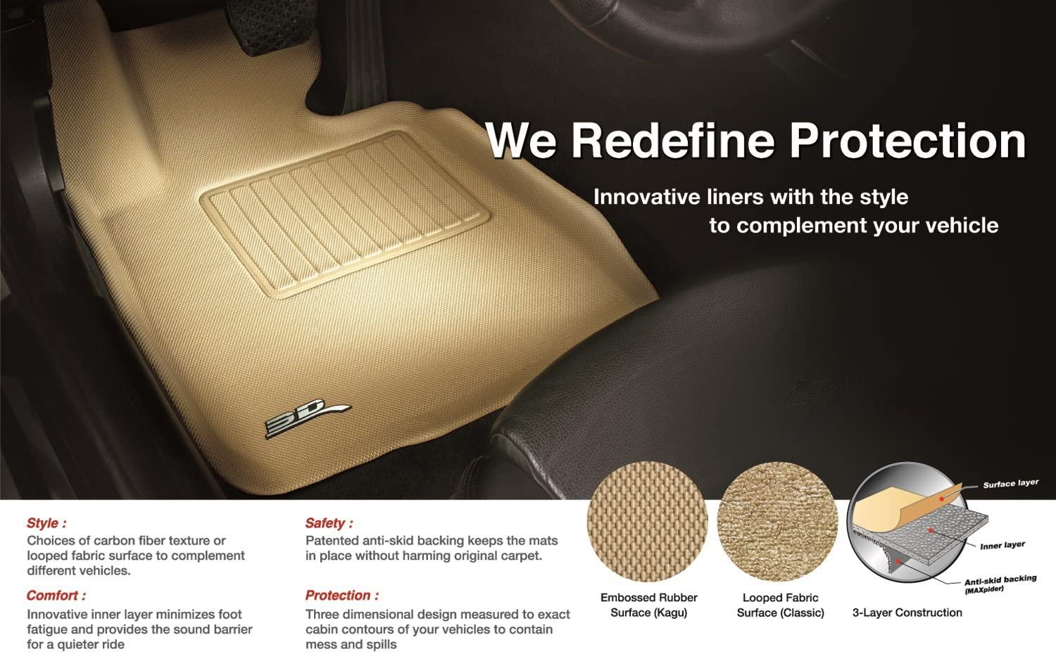 3D MAXpider Fit Floor Mat for Select Ford Models - Kagu Rubber
