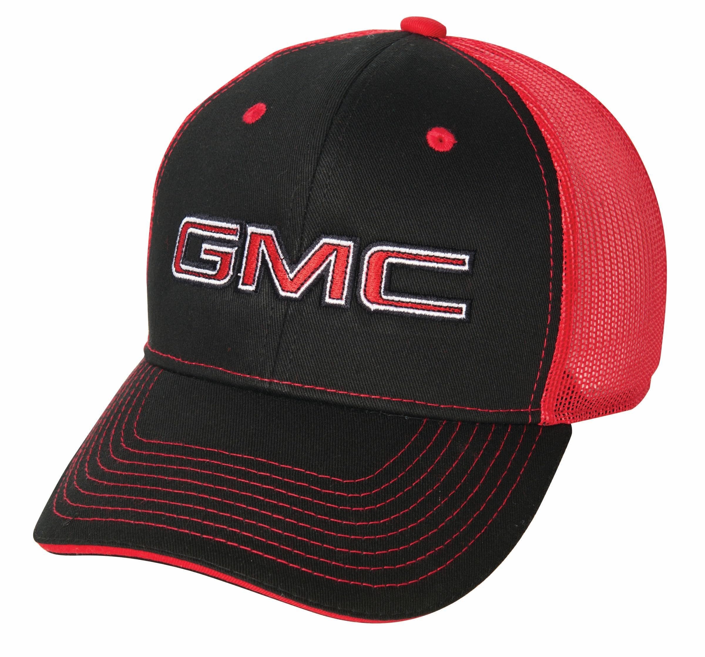 GMC Logo Black Mesh Back Structured Hat - Officially Licensed Snapback Cap (US, Alpha, One Size, Black)