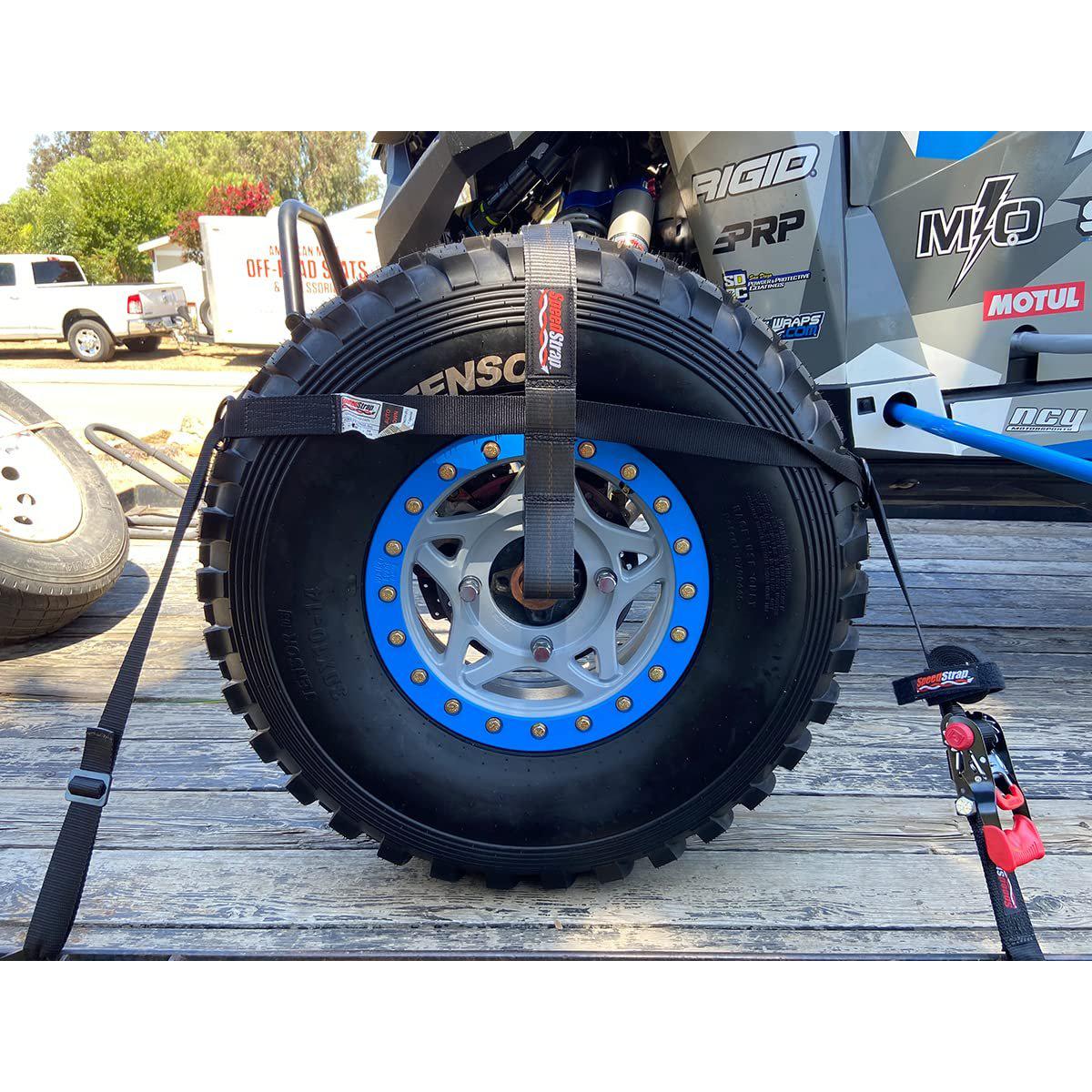 SpeedStrap Ultimate UTV 1.5" Tire-Bonnet and Through-Wheel Tie-Down Kit - Secure UTV to Trailer