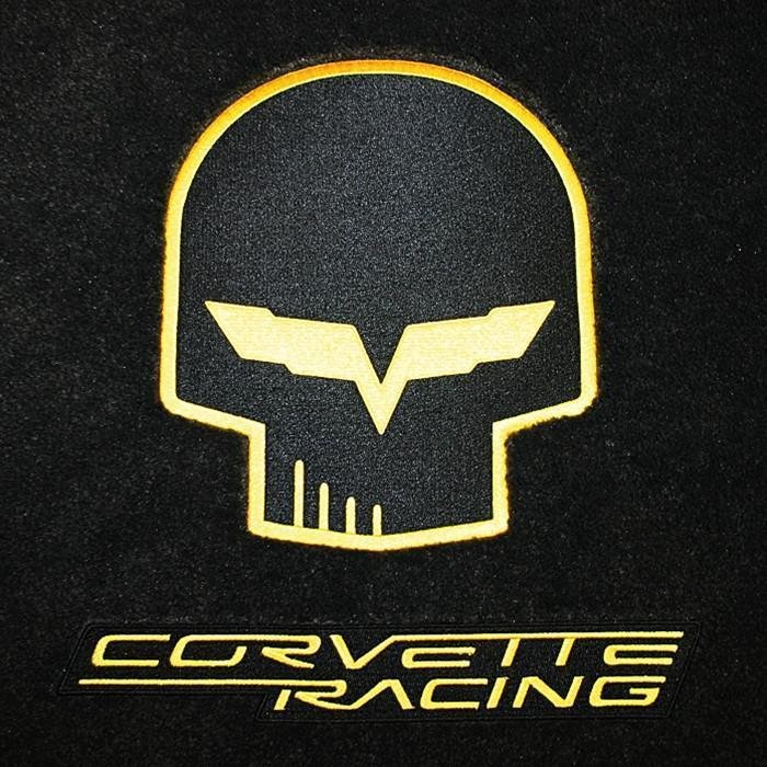 Corvette Cargo Mat - Jake Skull and Racing Script - Silver - Coupe : 2005-2013 C6, Z06, ZR1 or Grand Sport