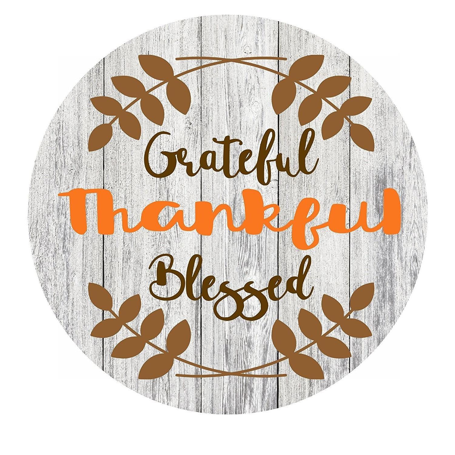 Give Thanks Autumn Season Rustic Metal Sign - 12" x 8"