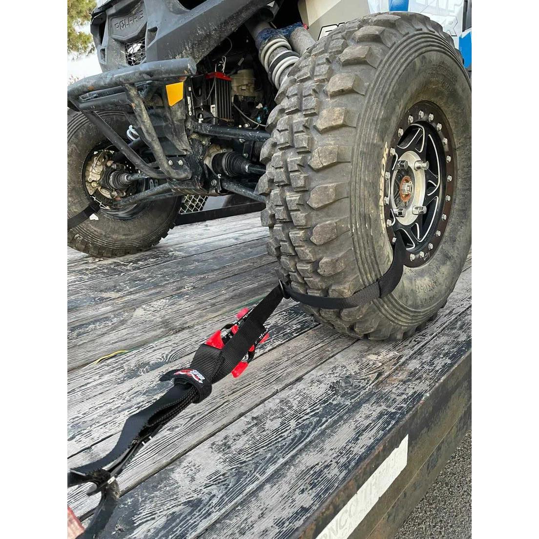 SpeedStrap Ultimate UTV 1.5" Tire-Bonnet and Through-Wheel Tie-Down Kit - Secure UTV to Trailer
