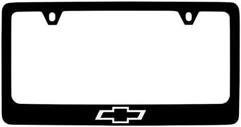 Chevrolet Bowtie Black Metal License Plate Frame Holder - Black