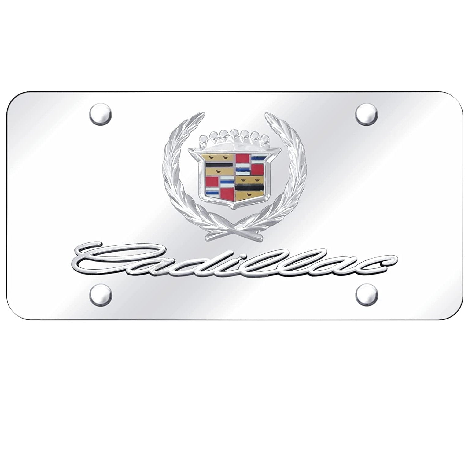 Cadillac License Plate - Chrome Logo on Stainless Steel-SR1 Performance