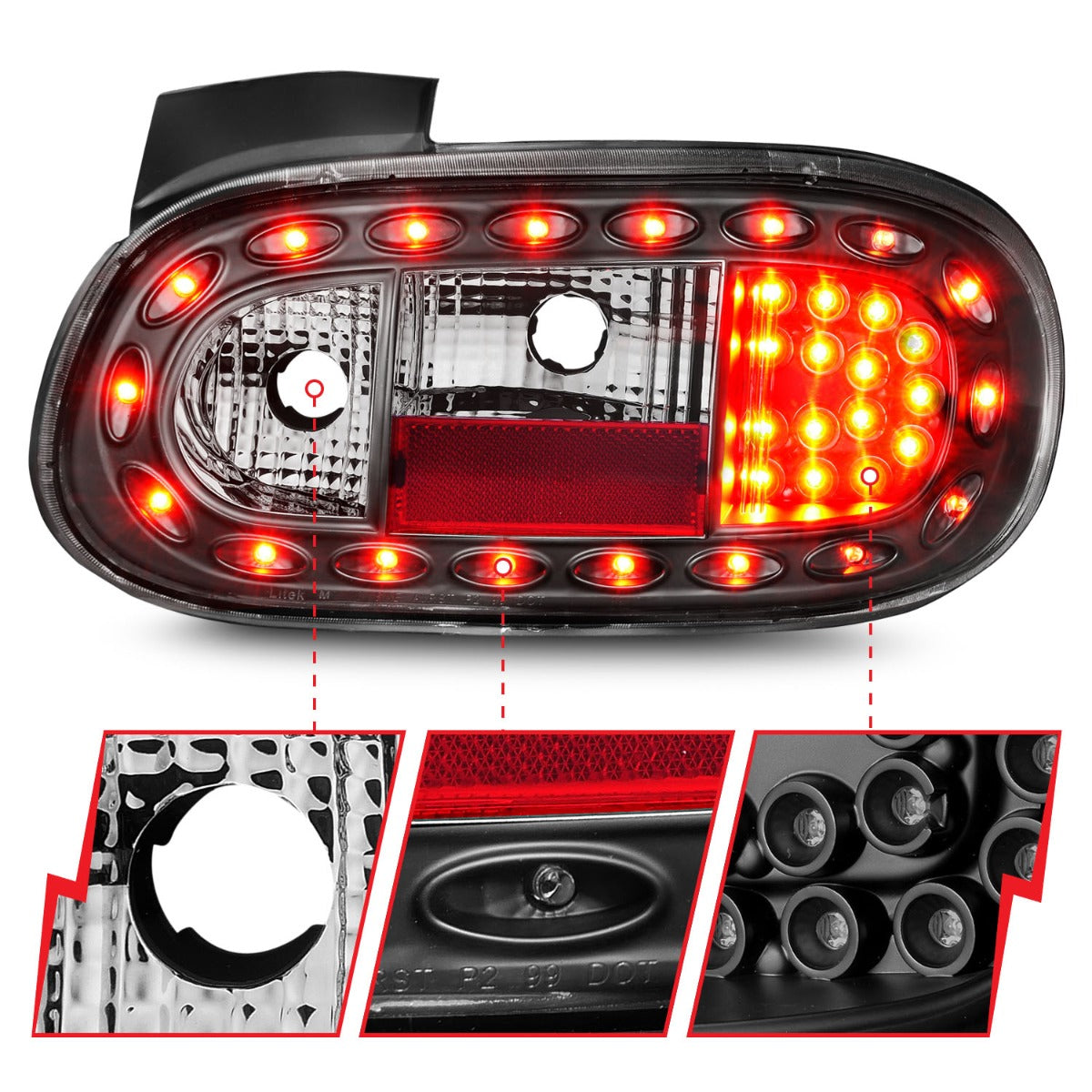 MAZDA MIATA 99-05 LED TAIL LIGHTS BLACK