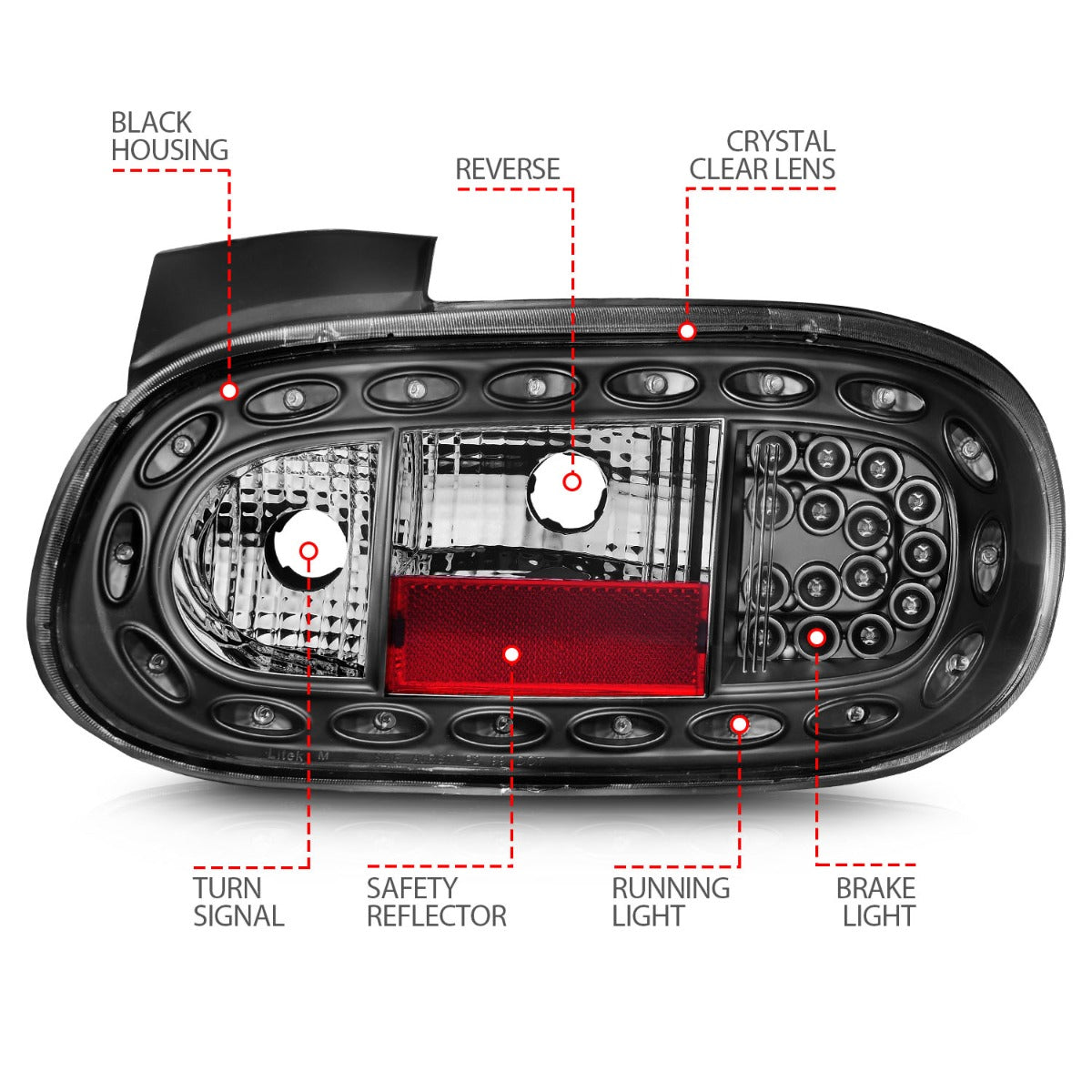 MAZDA MIATA 99-05 LED TAIL LIGHTS BLACK
