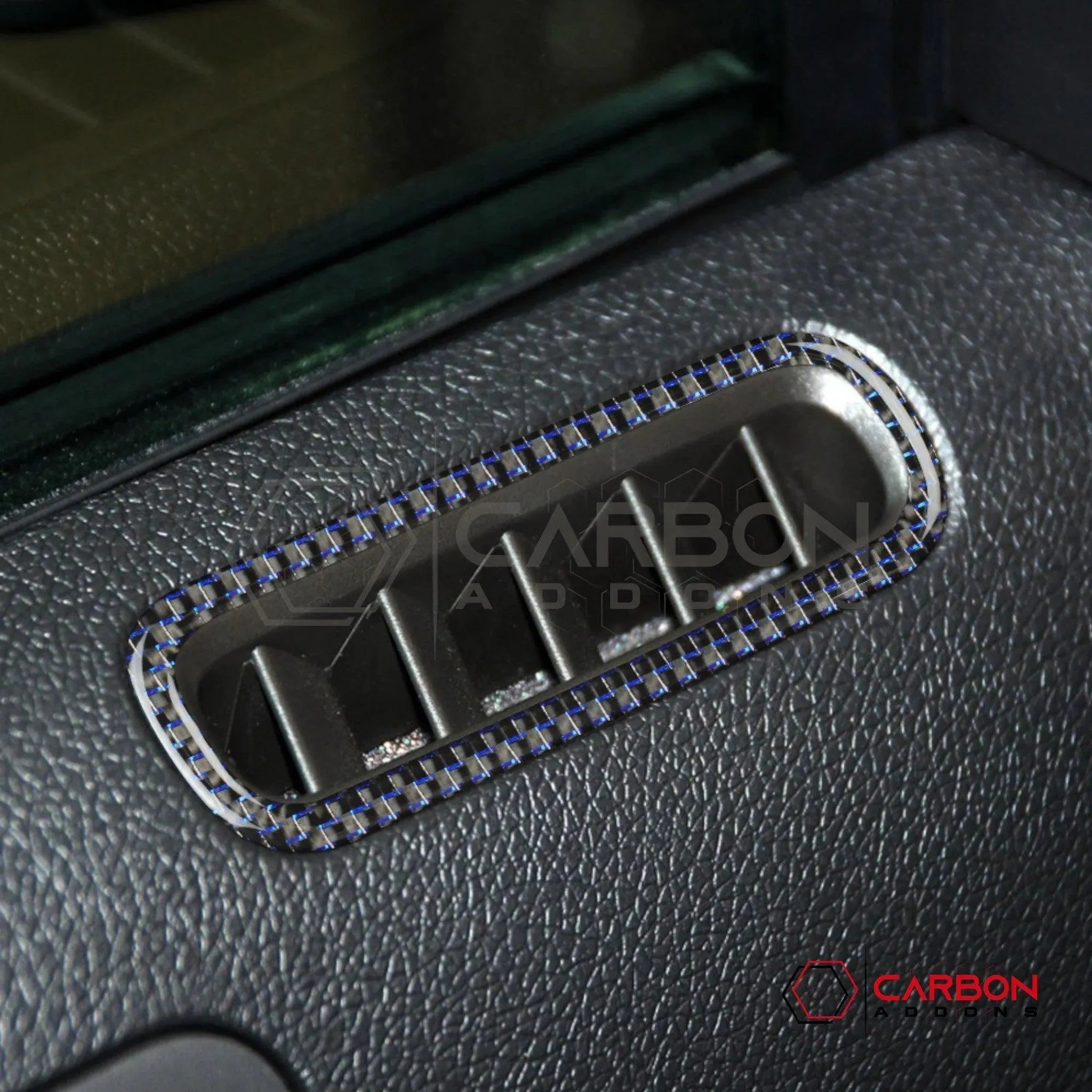 Mustang 2010-2014 Reflective Carbon Fiber Door AC Vent Trim Overlay - carbonaddons Carbon Fiber Parts, Accessories, Upgrades, Mods