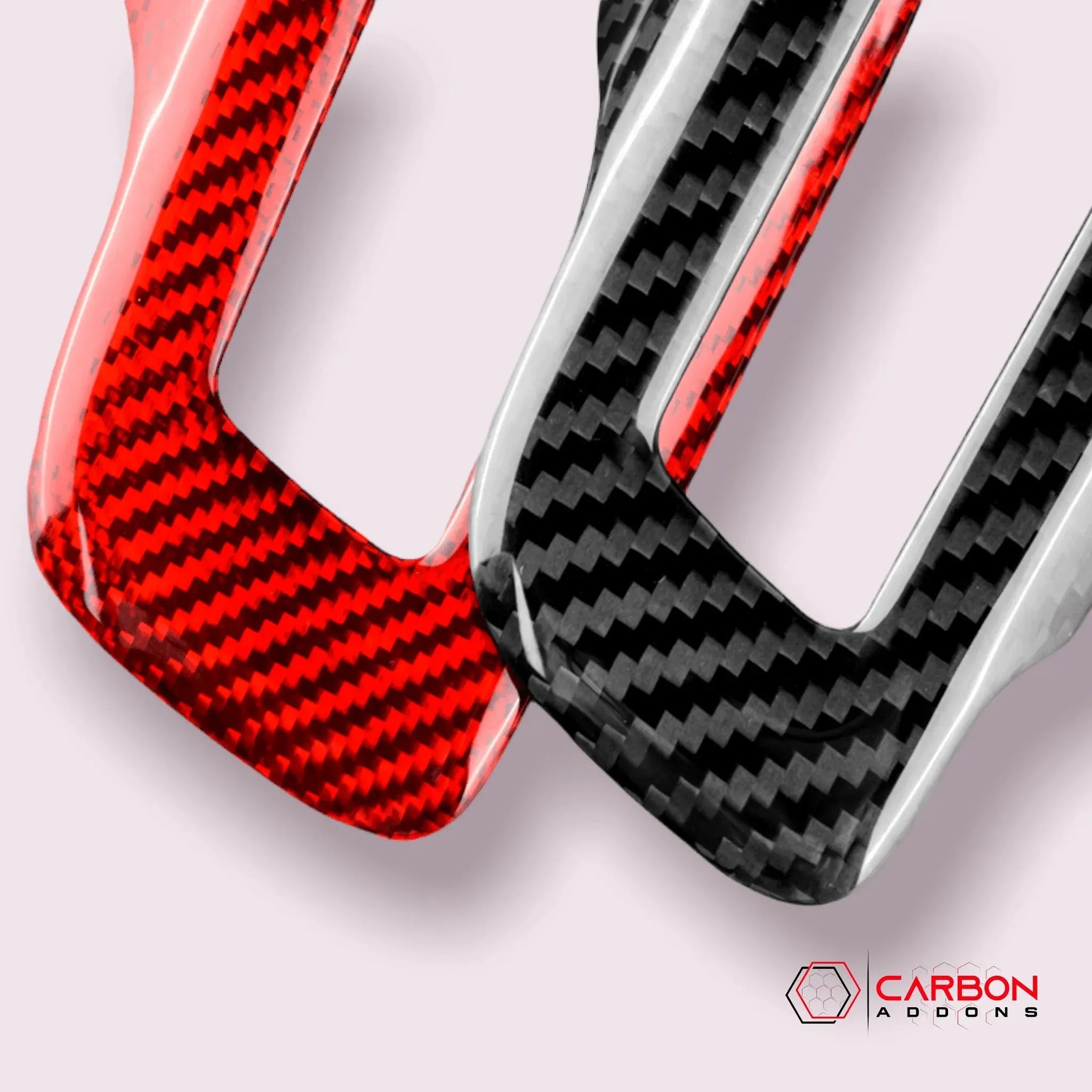 Mustang 2015-2023 Carbon Fiber Steering Wheel Chrome Delete Cover - carbonaddons Carbon Fiber Parts, Accessories, Upgrades, Mods