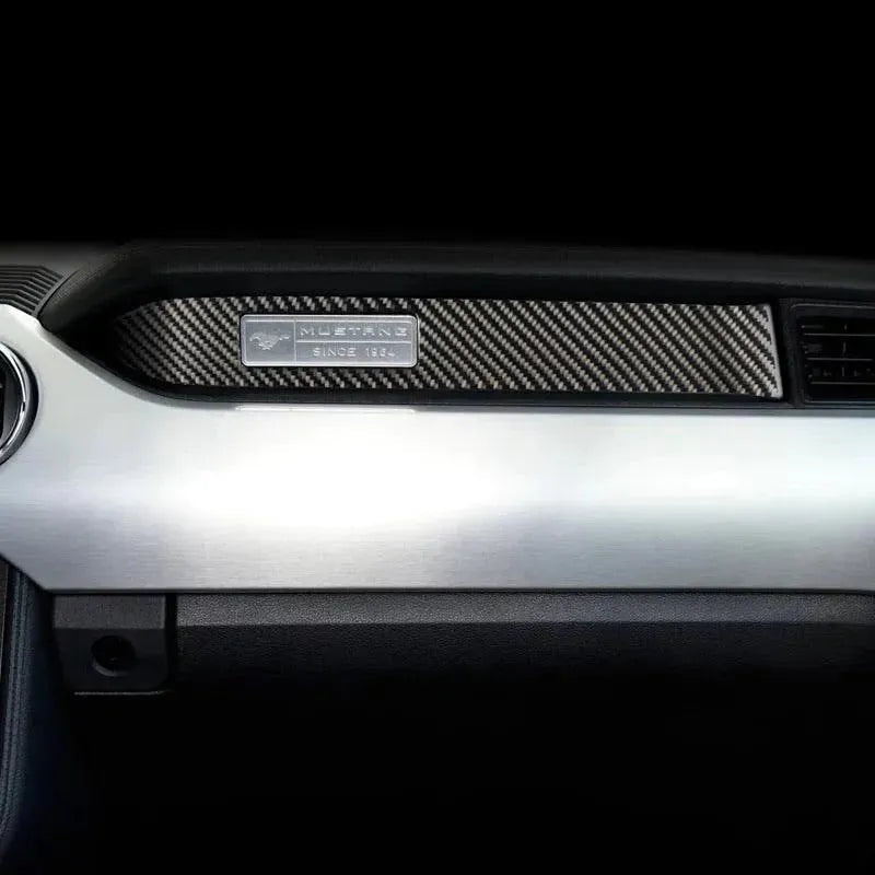 Mustang 2015-2023 Real Carbon Dashboard Emblem Trim Overlay - carbonaddons Carbon Fiber Parts, Accessories, Upgrades, Mods