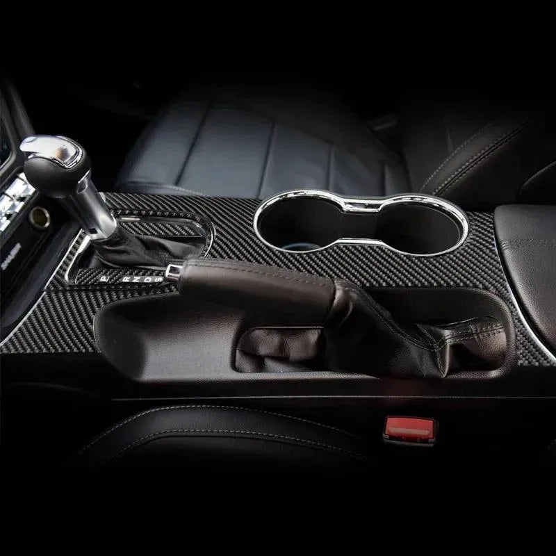 Mustang 2015-2023 Real Carbon Fiber Center Console & Gear Shift Bezel Trim Overlay - carbonaddons Carbon Fiber Parts, Accessories, Upgrades, Mods