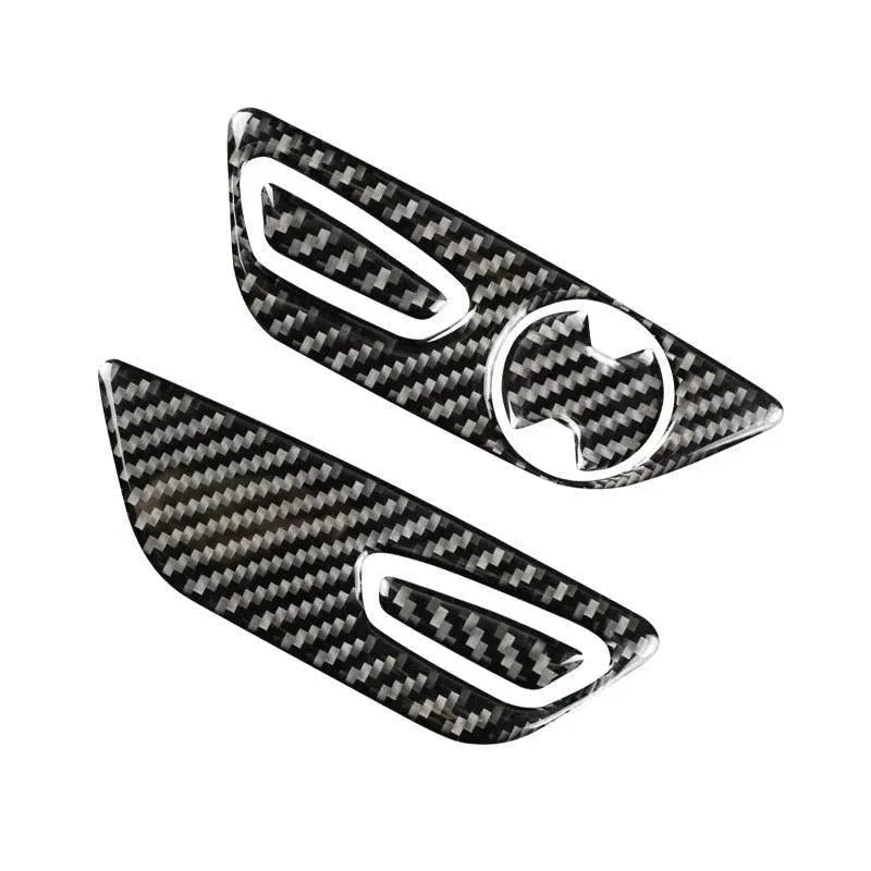 Mustang 2015-2023 Real Carbon Fiber Seat Adjuster Button Trim Overlay - carbonaddons Carbon Fiber Parts, Accessories, Upgrades, Mods