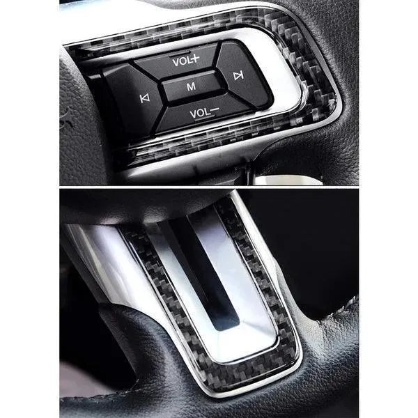 Mustang 2015-2023 Real Carbon Fiber Steering Wheel Stick-On Overlay - carbonaddons Carbon Fiber Parts, Accessories, Upgrades, Mods