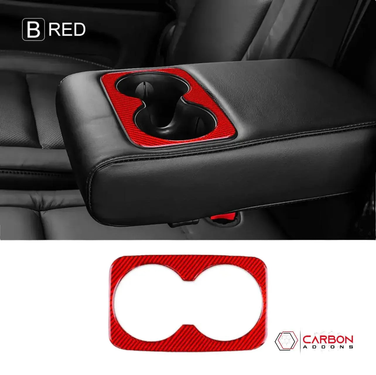 Real Carbon Fiber Cup Holder Trim Overlay for 2011-2020 Dodge Durango - carbonaddons Carbon Fiber Parts, Accessories, Upgrades, Mods