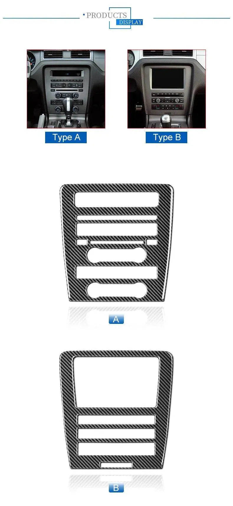 Real Carbon Fiber RADIO Navigation Multimedia Infotainment Trim Overlay For Ford Mustang 2010-2014 - carbonaddons Carbon Fiber Parts, Accessories, Upgrades, Mods