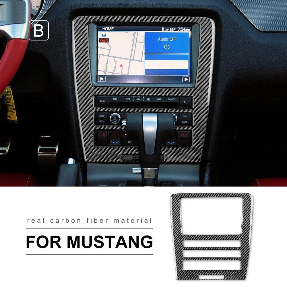 Real Carbon Fiber RADIO Navigation Multimedia Infotainment Trim Overlay For Ford Mustang 2010-2014 - carbonaddons Carbon Fiber Parts, Accessories, Upgrades, Mods
