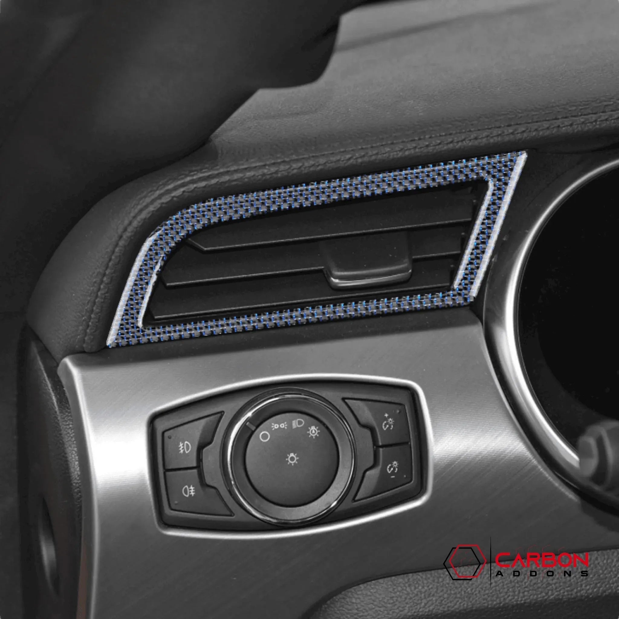 Reflective Carbon Fiber Dashboard AC Vent Trim Overlay for Ford Mustang 2015-2023 -2pcs - carbonaddons Carbon Fiber Parts, Accessories, Upgrades, Mods