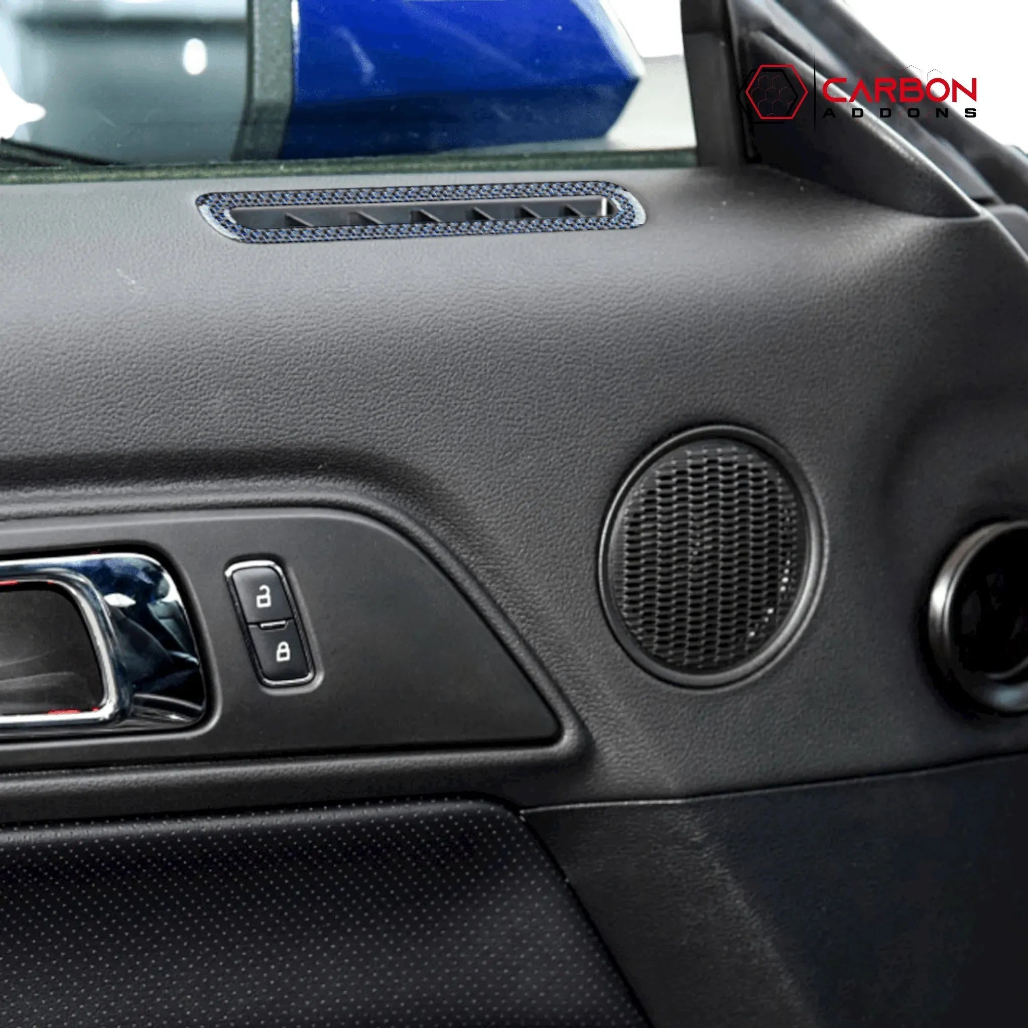 Reflective Carbon Fiber Door Air Outlet Overlay for Ford Mustang 2015-2023 - carbonaddons Carbon Fiber Parts, Accessories, Upgrades, Mods