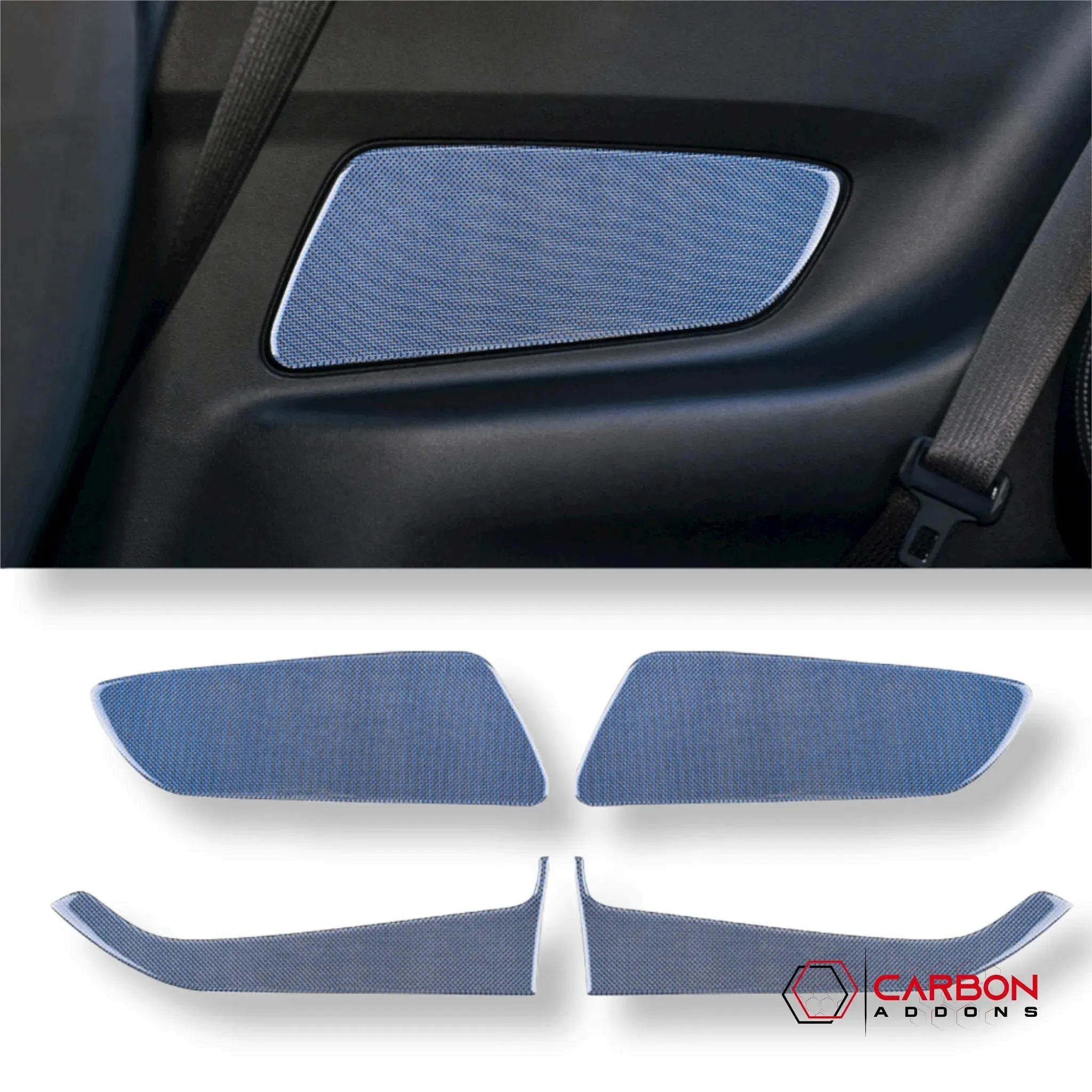 Reflective Carbon Fiber Front/Rear Door Panel Overlay for Ford Mustang 2015-2023 - carbonaddons Carbon Fiber Parts, Accessories, Upgrades, Mods