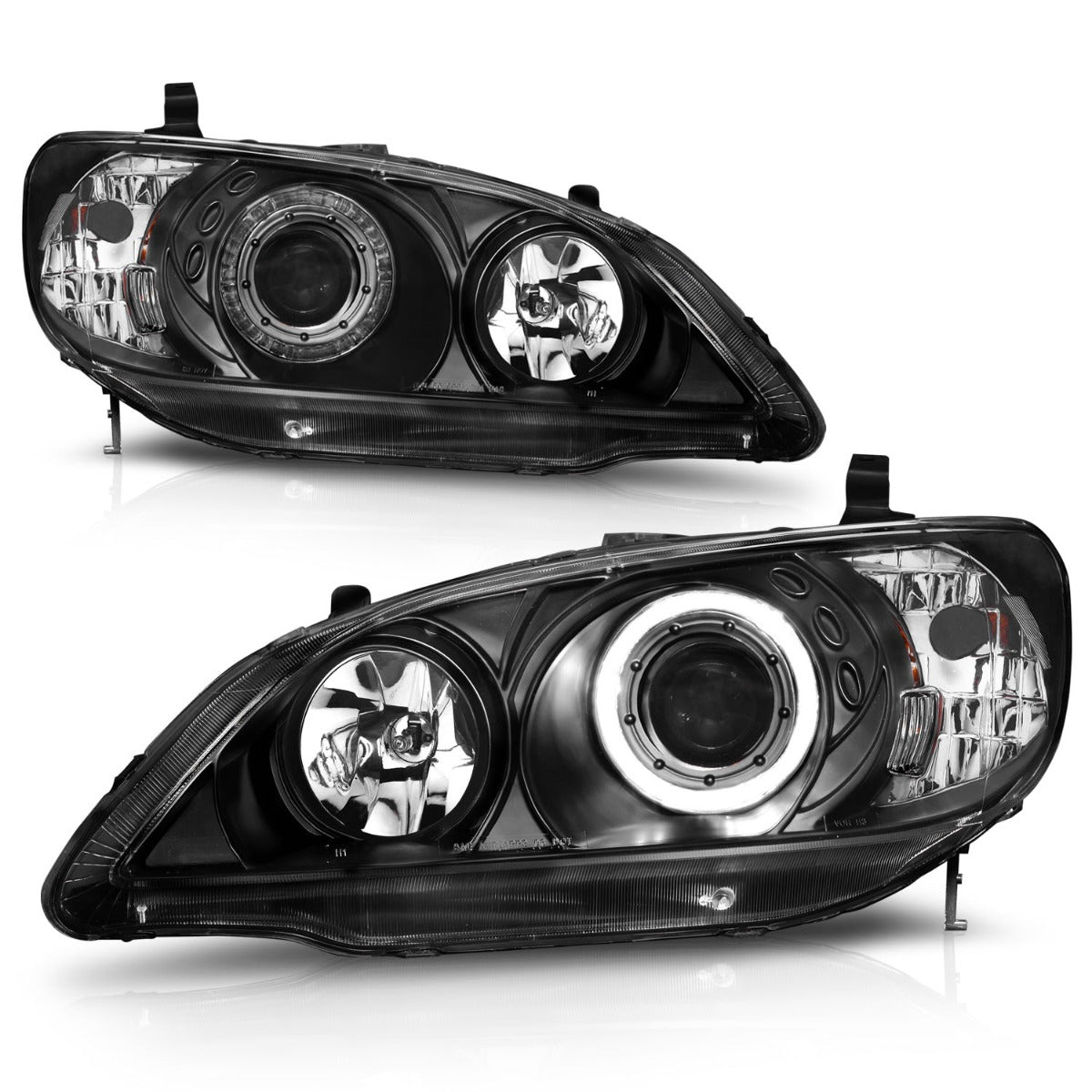HONDA CIVIC 04-05 2DR/4DR PROJECTOR HEADLIGHTS BLACK W/ LED HALO