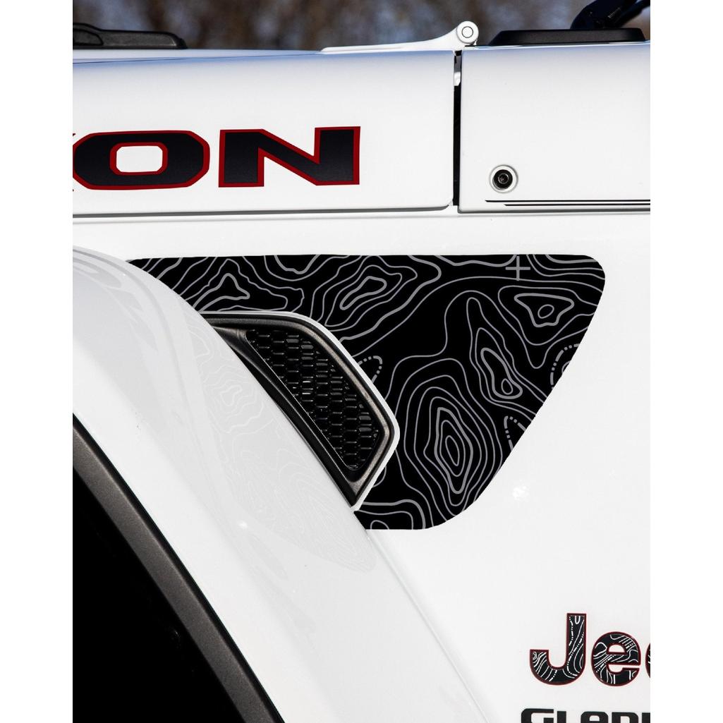 Topographical Map Fender Vent Premium Wrap Decal for Wrangler and Gladiator - AdventureLifeDecals