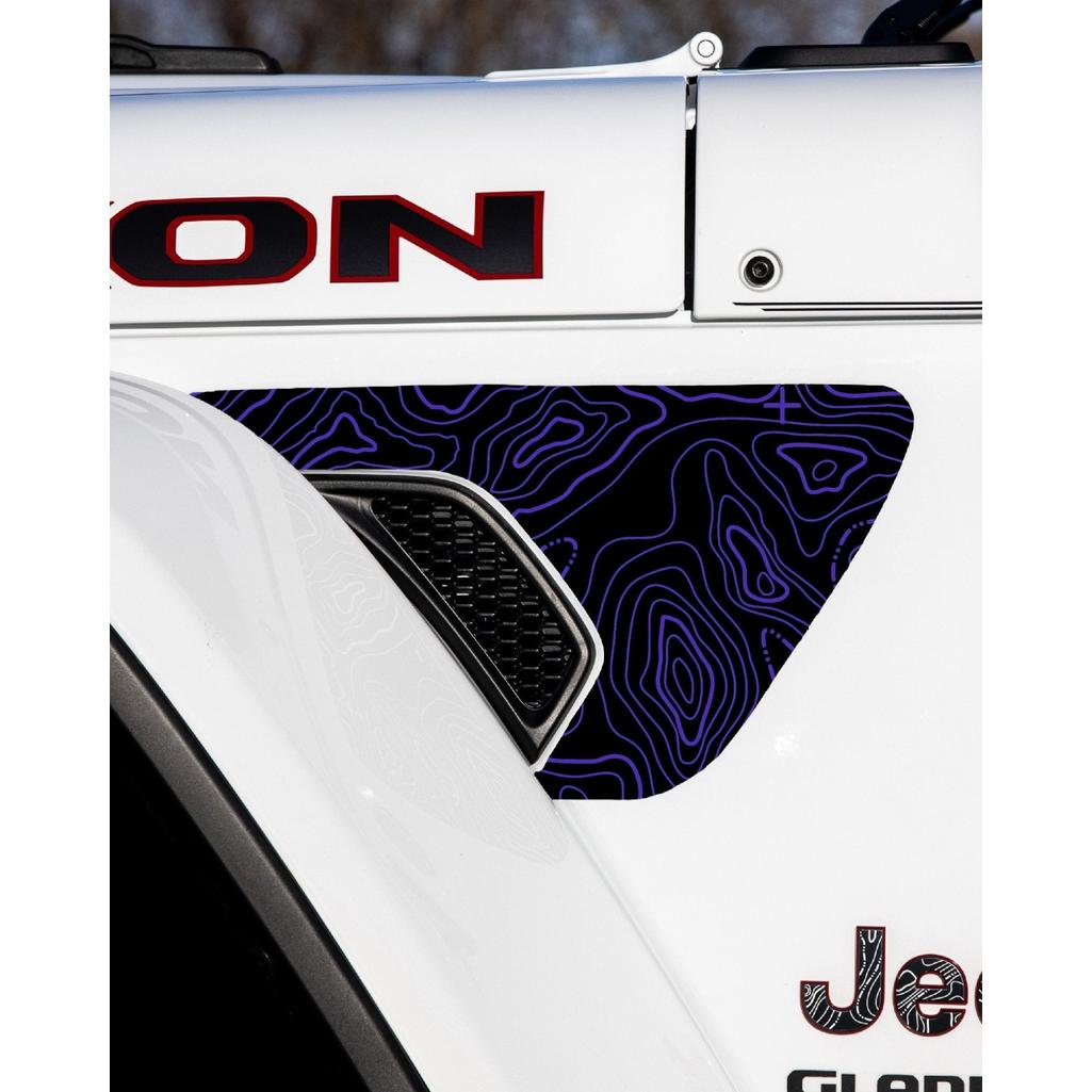 Topographical Map Fender Vent Premium Wrap Decal for Wrangler and Gladiator - AdventureLifeDecals