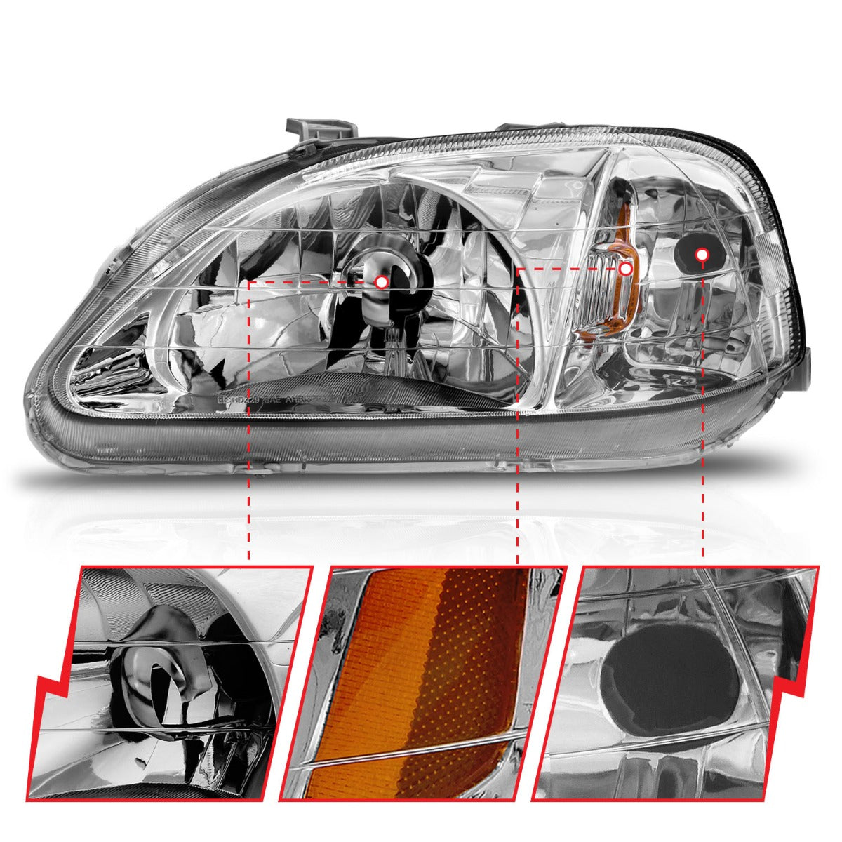 HONDA CIVIC 99-00 CRYSTAL HEADLIGHTS CHROME