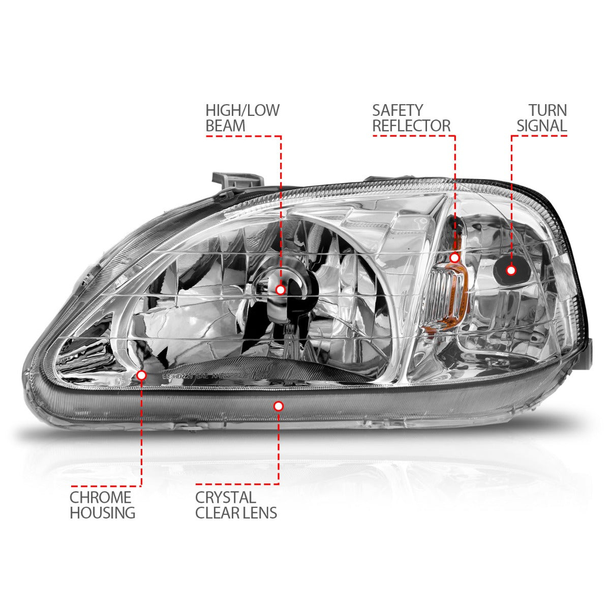 HONDA CIVIC 99-00 CRYSTAL HEADLIGHTS CHROME