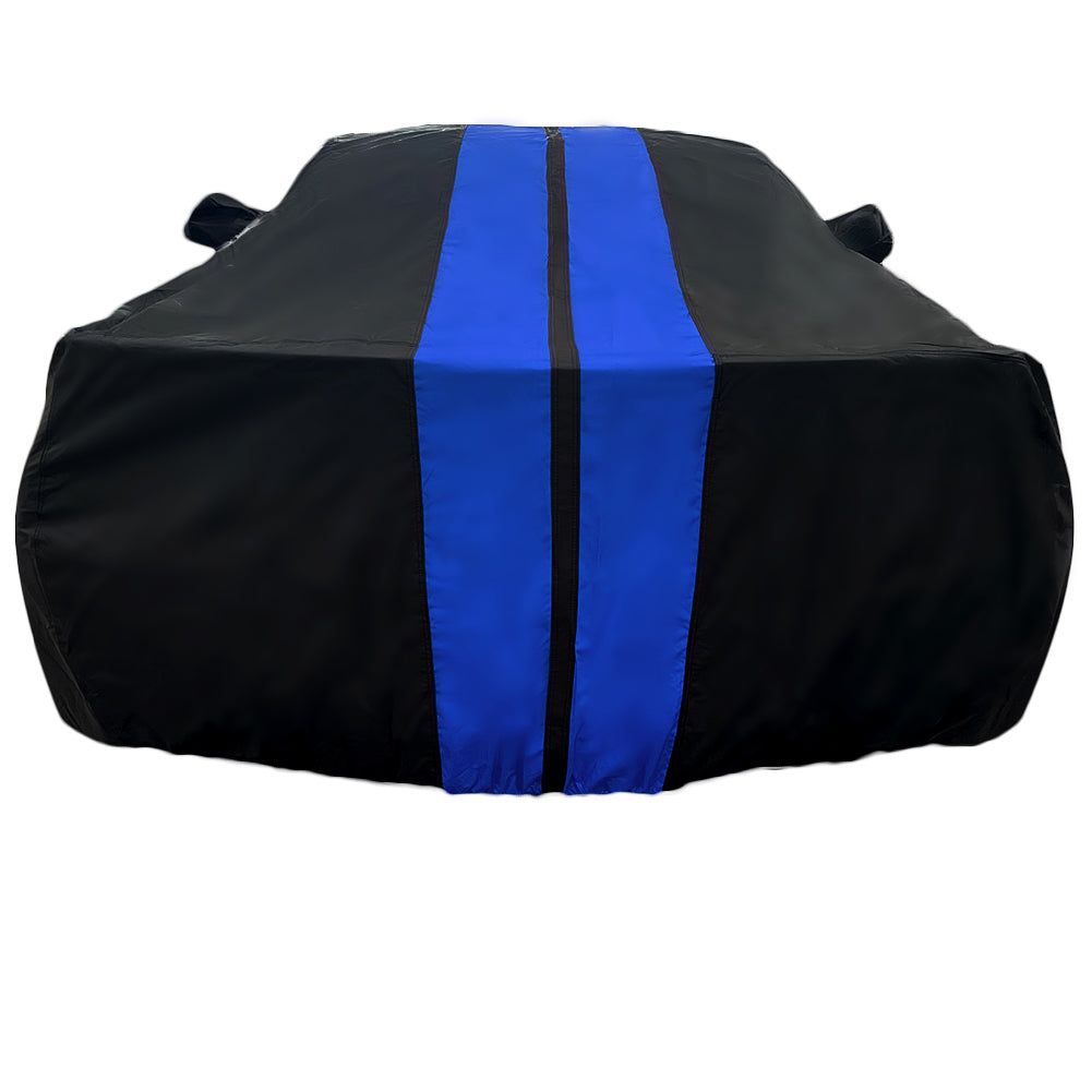 C7 Corvette Ultraguard Plus Car Cover - 300D Indoor/Outdoor Protection - Black with Blue Stripes-SR1 Performance
