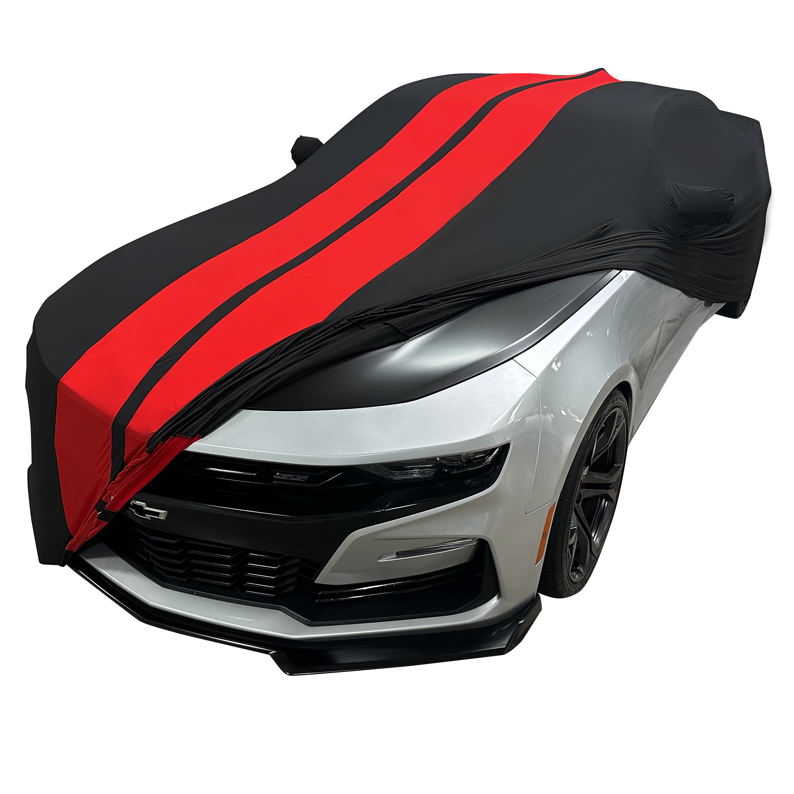 2010-2024 Camaro Ultraguard Stretch Satin Indoor Car Cover : Sport Series - Black with Red Stripes-SR1 Performance