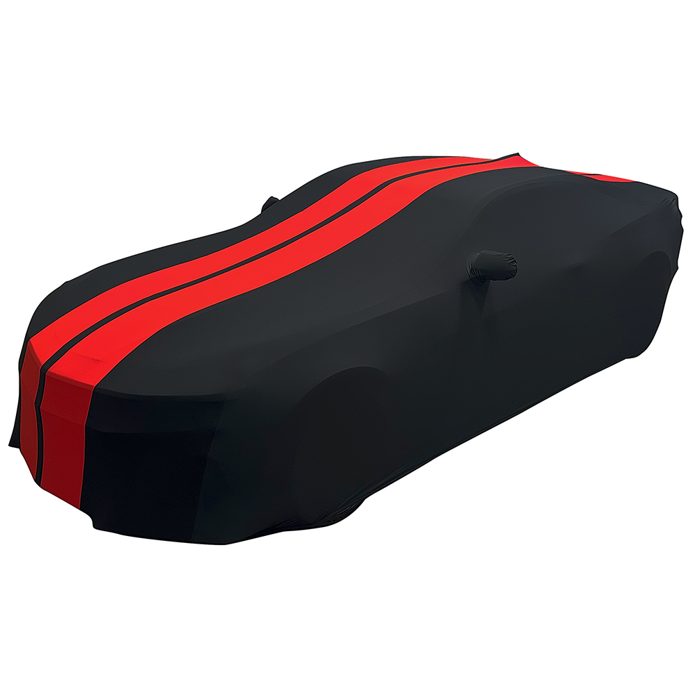 2010-2024 Camaro Ultraguard Stretch Satin Indoor Car Cover : Sport Series - Black with Red Stripes-SR1 Performance