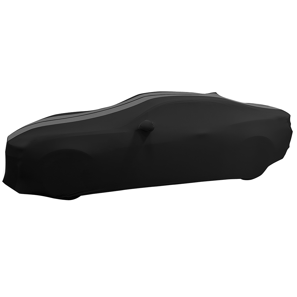 2010-2024 Camaro Ultraguard Stretch Satin Indoor Car Cover : Sport Series - Black with Gray Stripes-SR1 Performance