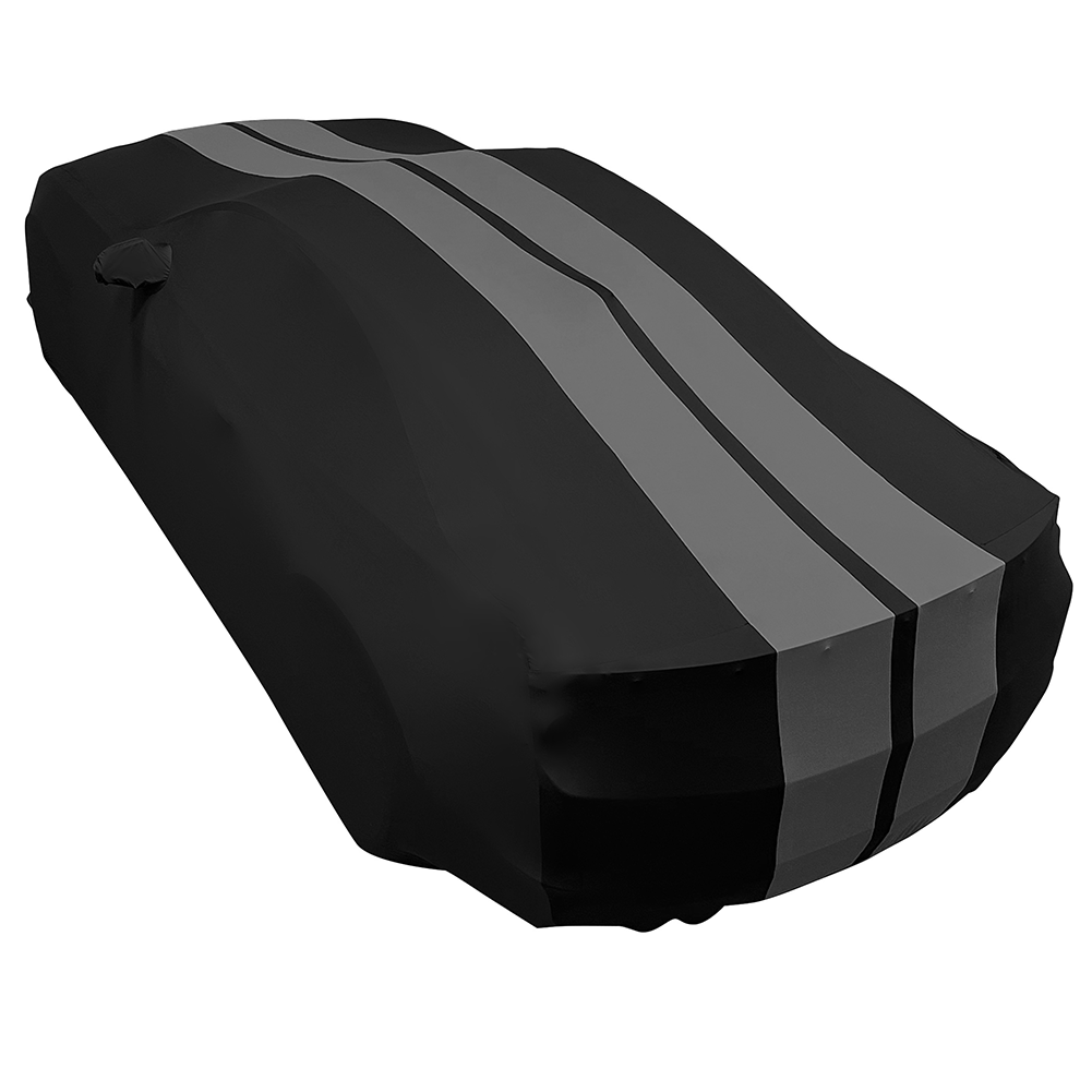 2010-2024 Camaro Ultraguard Stretch Satin Indoor Car Cover : Sport Series - Black with Gray Stripes-SR1 Performance
