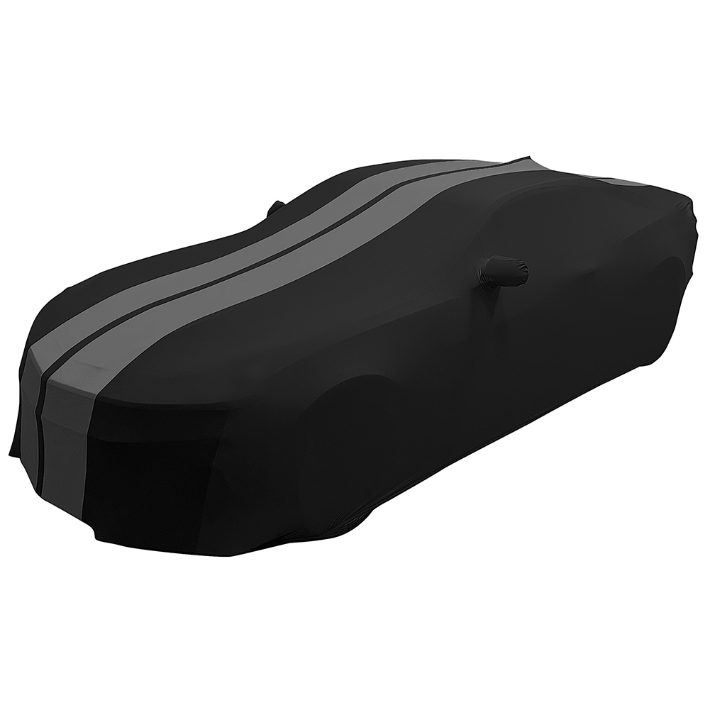 2010-2024 Camaro Ultraguard Stretch Satin Indoor Car Cover : Sport Series - Black with Gray Stripes-SR1 Performance