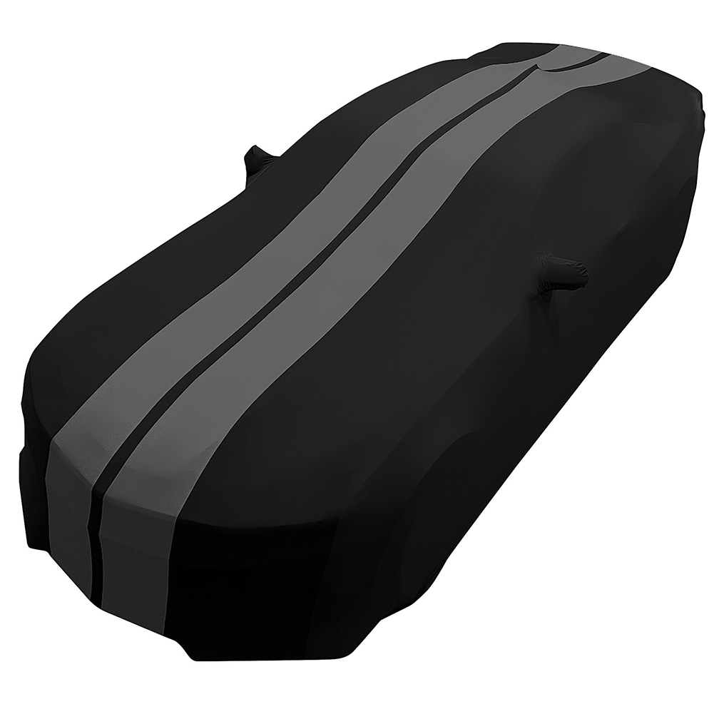 2010-2024 Camaro Ultraguard Stretch Satin Indoor Car Cover : Sport Series - Black with Gray Stripes-SR1 Performance