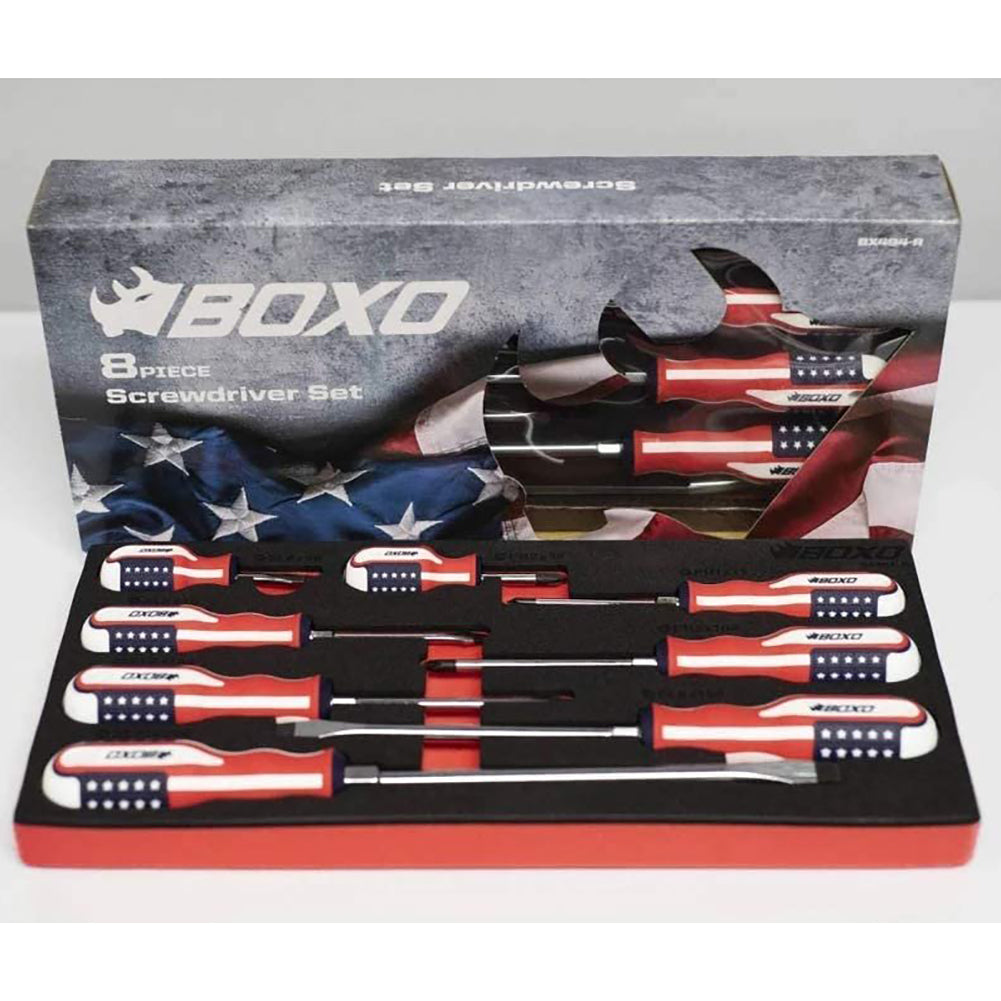 Boxo Limited Edition 8-Piece American Flag Handle Screwdriver Set-SR1 Performance