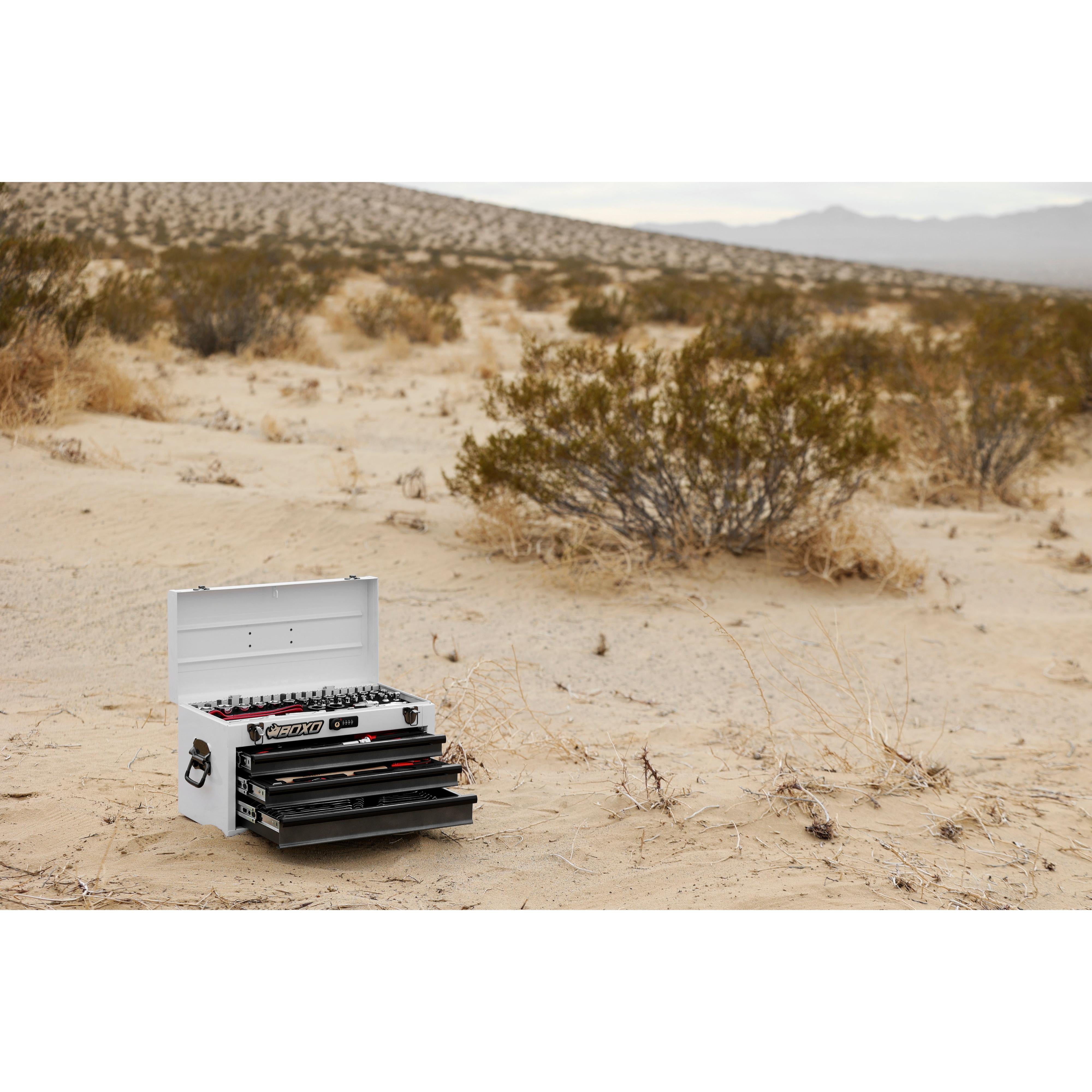 BOXO USA Heavy Duty 185pcs Metric & SAE Tool Set with 3 Drawers Carry Box-SR1 Performance