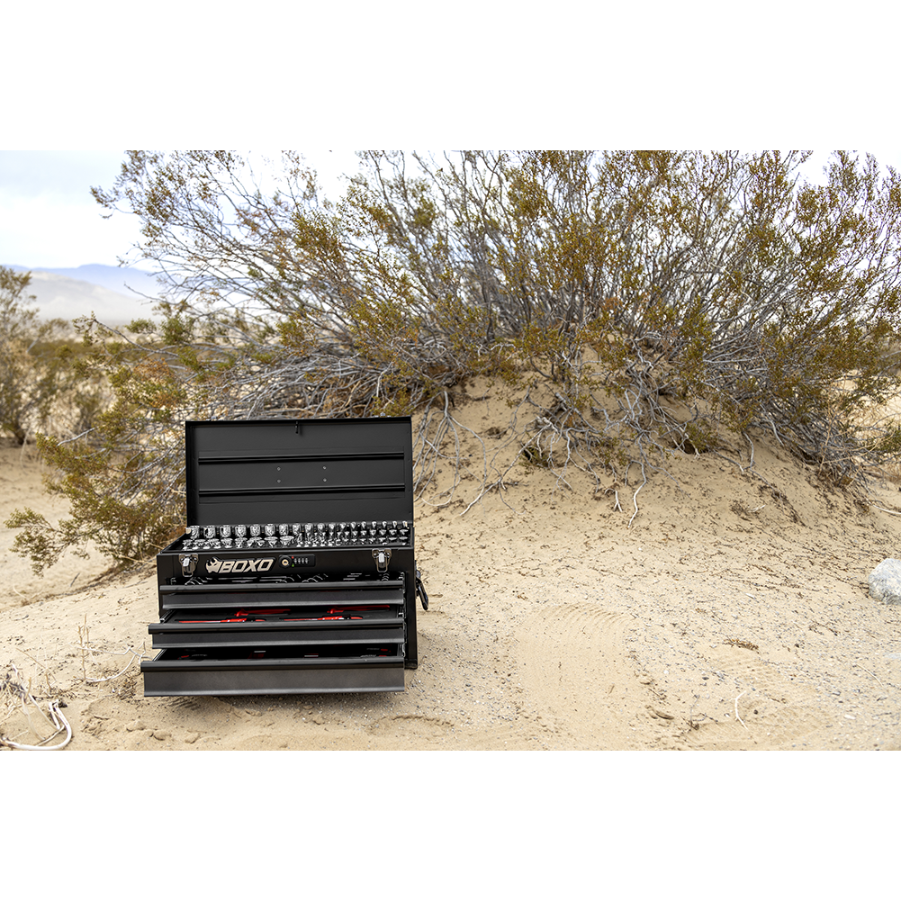 BOXO USA Heavy Duty 185pcs Metric & SAE Tool Set with 3 Drawers Carry Box-SR1 Performance