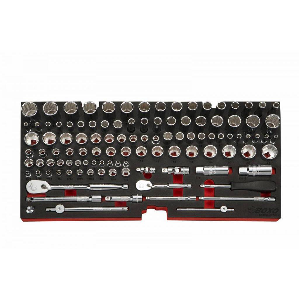BOXO USA Heavy Duty 185pcs Metric & SAE Tool Set with 3 Drawers Carry Box-SR1 Performance