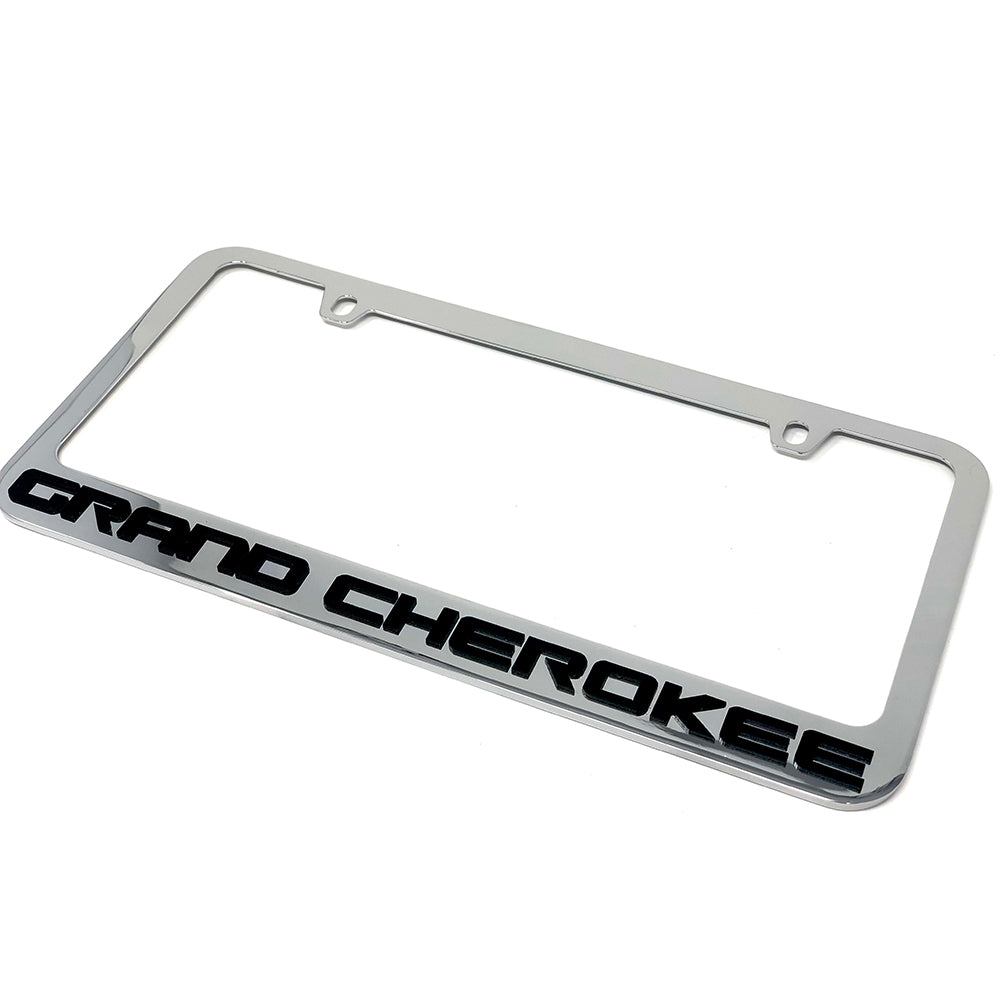 Jeep Grand Cherokee License Plate Frame - Chrome with Black Script-SR1 Performance