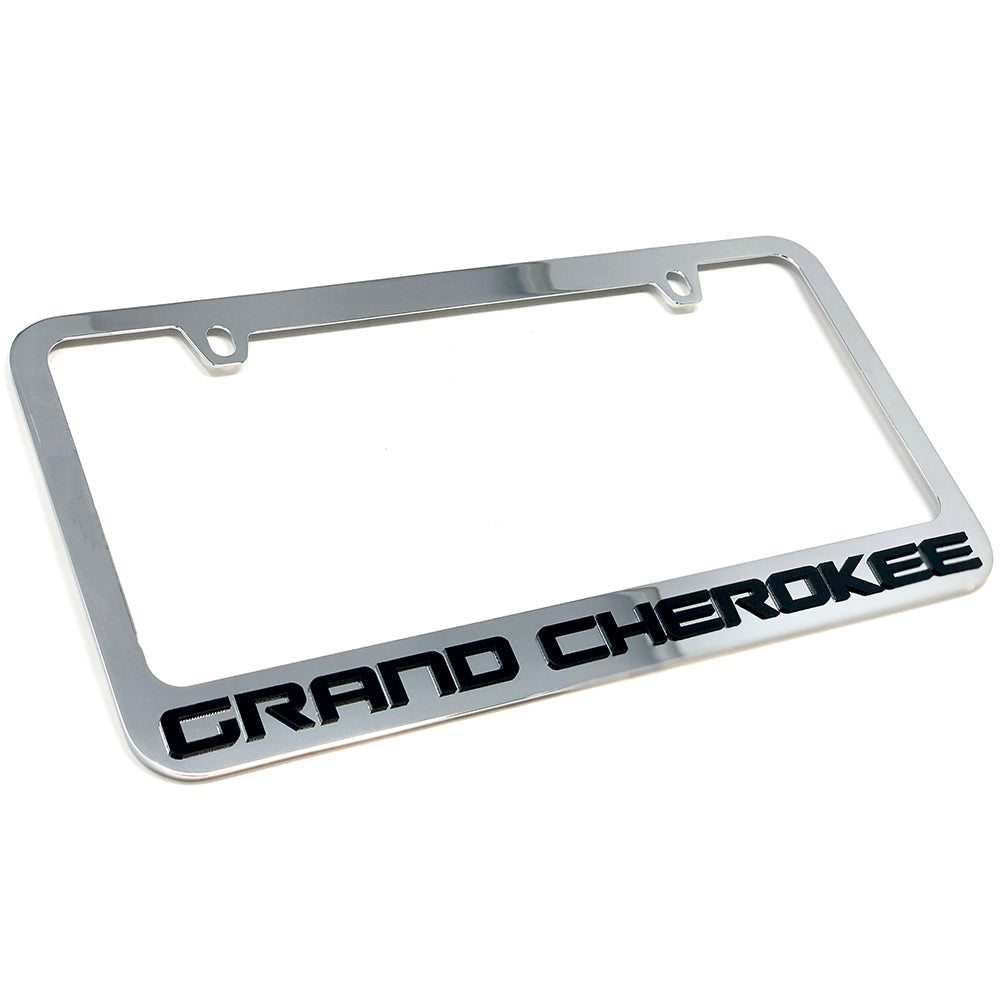 Jeep Grand Cherokee License Plate Frame - Chrome with Black Script-SR1 Performance