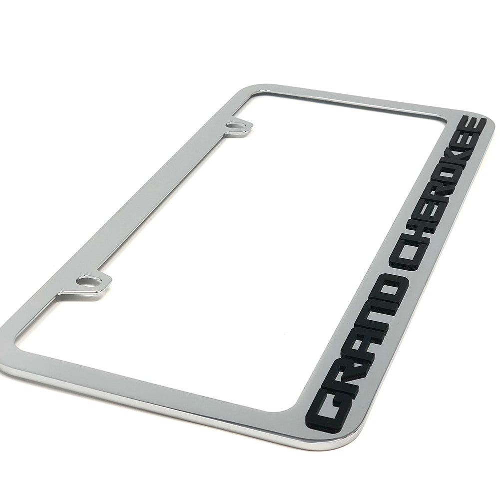 Jeep Grand Cherokee License Plate Frame - Chrome with Black Script-SR1 Performance