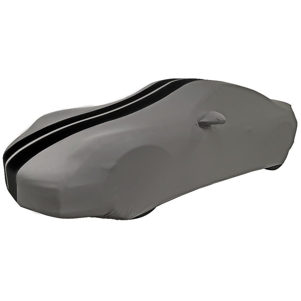 2012-2024 Porsche 911 Coupe/Carrera/Targa/Turbo GTS/Cayman/Boxster Ultraguard Stretch Satin Indoor Car Cover : Sport Series - Dark Gray with Black Stripes-SR1 Performance